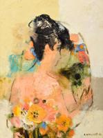 Noe Canjura Painting, Figure with Mirror & Bouquet - Sold for $3,328 on 05-20-2023 (Lot 737).jpg